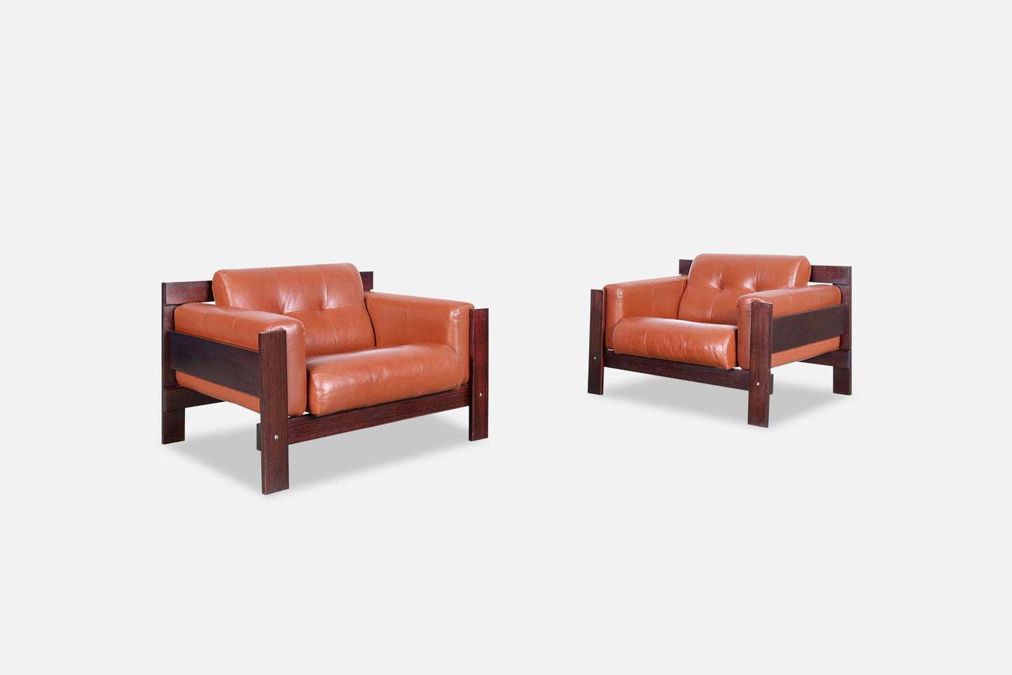 Vintage Brazilian Rosewood & Leather Lounge Chairs by Percival Lafer