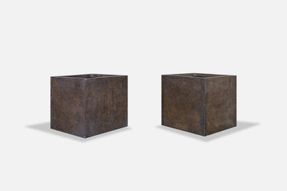 Mid-Century Bronze Resin Square Planters by Forms and Surfaces