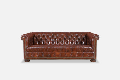 Vintage Brown Leather Chesterfield Sofa