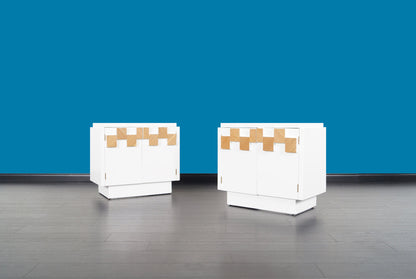 Mid-Century Brutalist Mosaic Nightstands by Lane Furniture