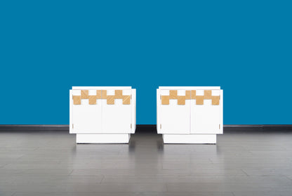 Mid-Century Brutalist Mosaic Nightstands by Lane Furniture