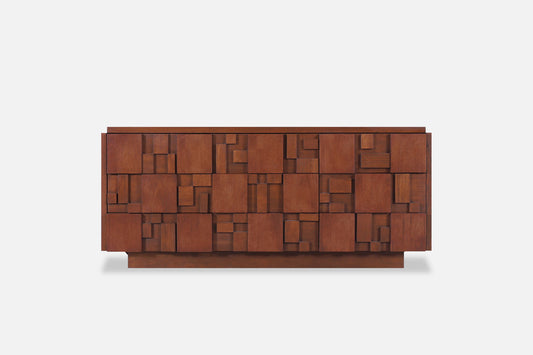 Vintage Brutalist “Staccato” Walnut Dresser by Lane
