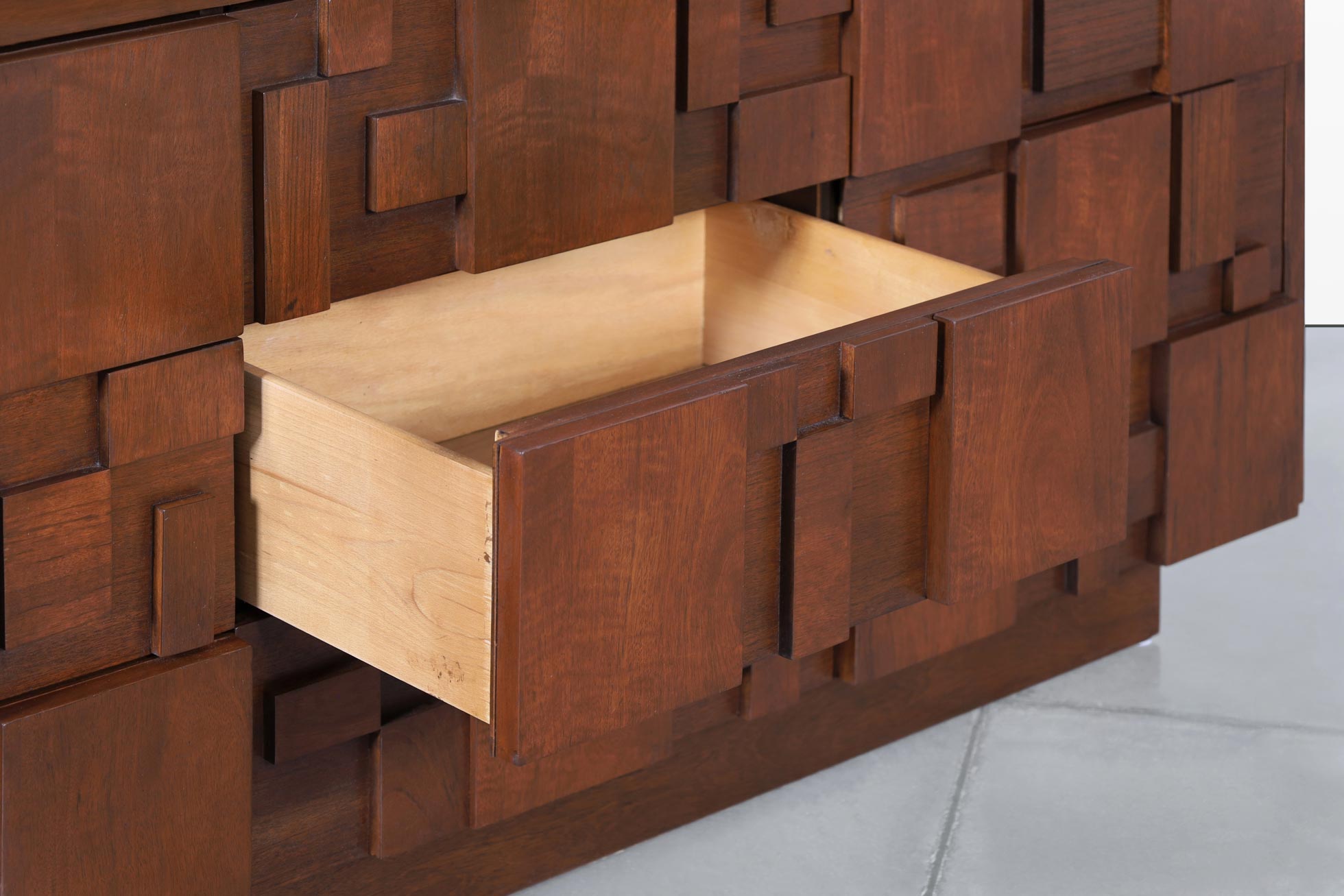 Vintage Brutalist “Staccato” Walnut Dresser by Lane – Danish