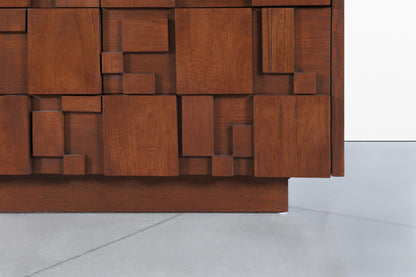 Vintage Brutalist “Staccato” Walnut Dresser by Lane