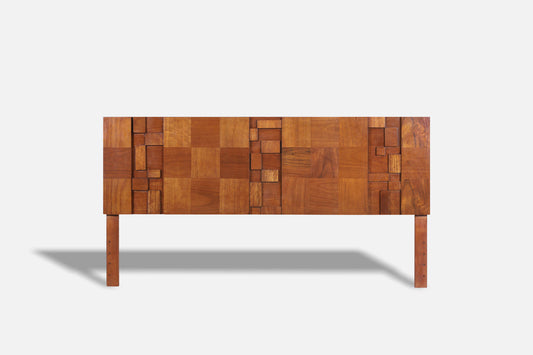 Vintage Brutalist “Staccato” Walnut King-Size Headboard by Lane