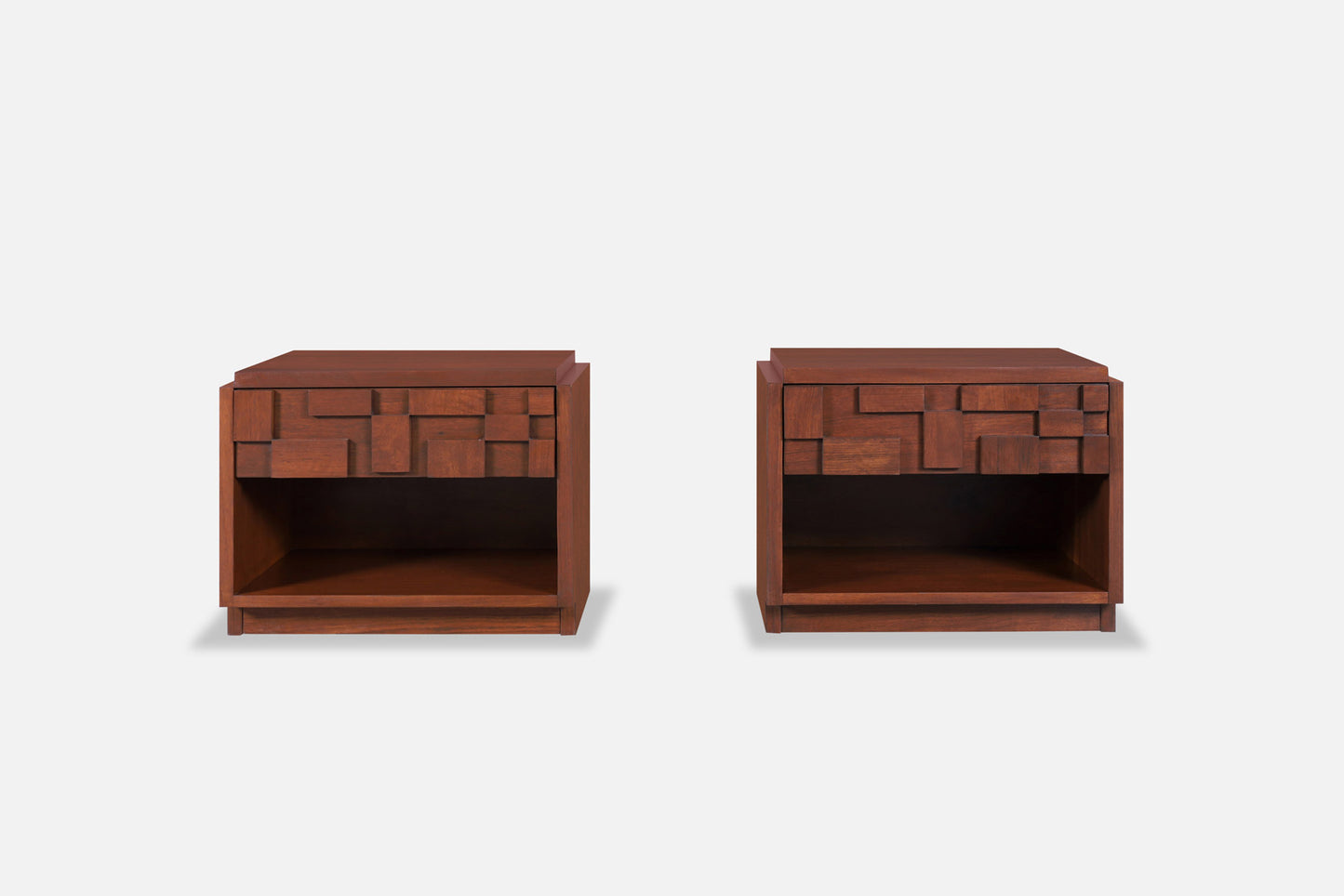 Vintage Brutalist “Staccato” Walnut Nightstands by Lane