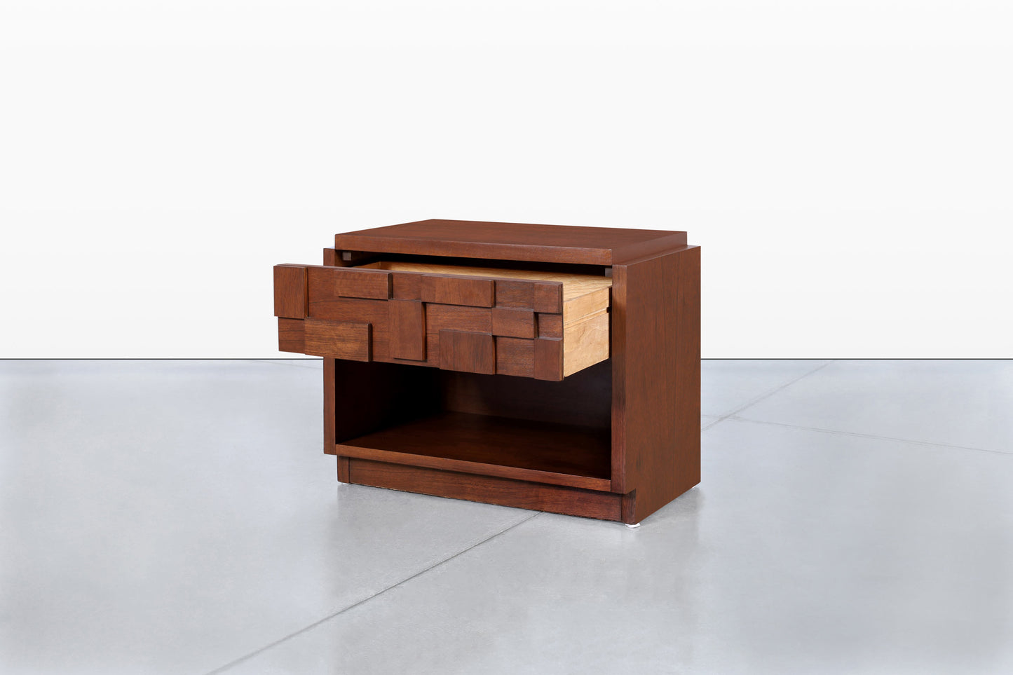 Vintage Brutalist “Staccato” Walnut Nightstands by Lane