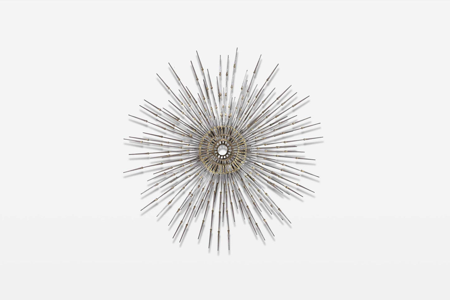 Vintage Brutalist “Starburst” Metal Wall Sculpture by A. Duerst, Signed