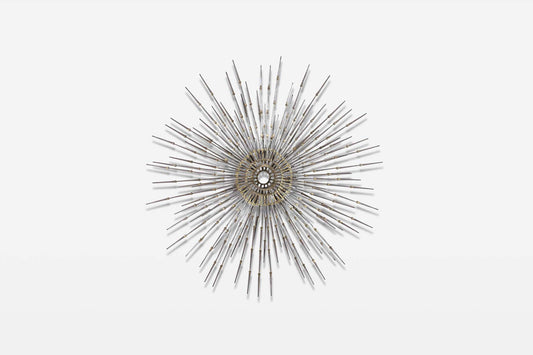 Vintage Brutalist “Starburst” Metal Wall Sculpture by A. Duerst, Signed