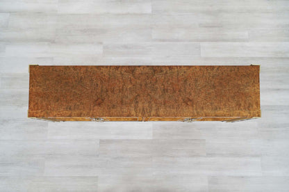 Vintage Burl Wood and Brass Credenza by Mastercraft