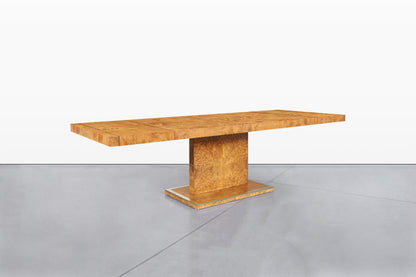 Vintage Burl Wood and Brass Dining Table by Thomasville