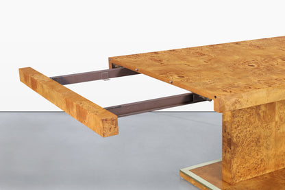 Vintage Burl Wood and Brass Dining Table by Thomasville
