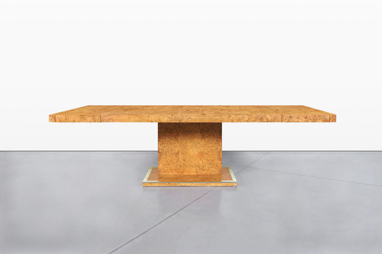 Vintage Burl Wood and Brass Dining Table by Thomasville