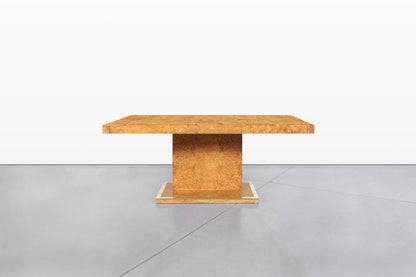 Vintage Burl Wood and Brass Dining Table by Thomasville
