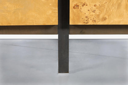 Vintage Burl Wood and Bronze Freestanding Wall Unit by John Stuart