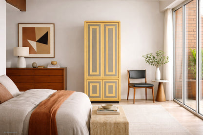 Vintage Burl Wood and Mirrored Armoire by Romweber