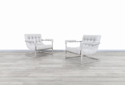 Vintage Chrome "Scoop" Lounge Chairs by Milo Baughman