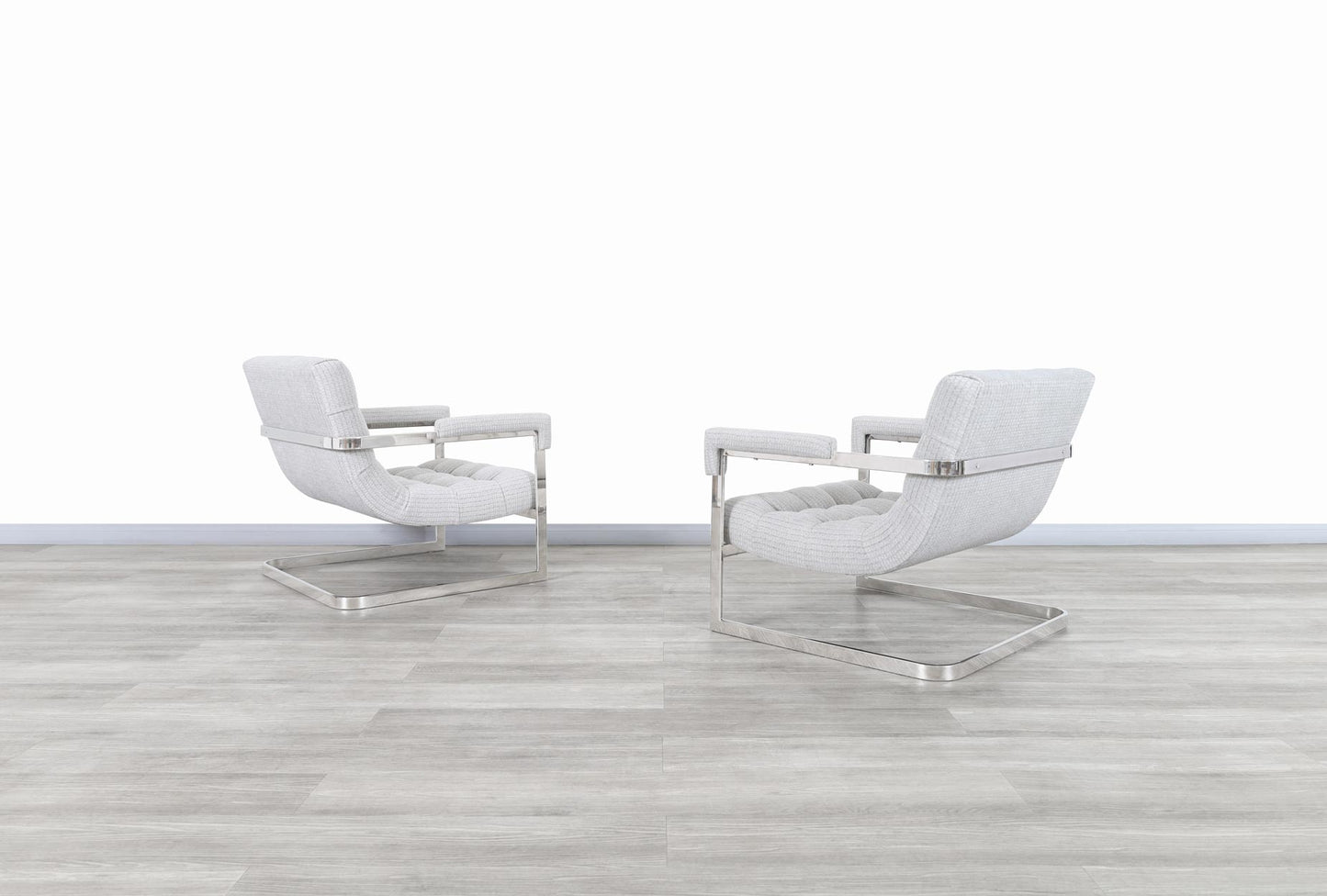 Vintage Chrome "Scoop" Lounge Chairs by Milo Baughman