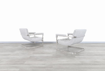 Vintage Chrome "Scoop" Lounge Chairs by Milo Baughman