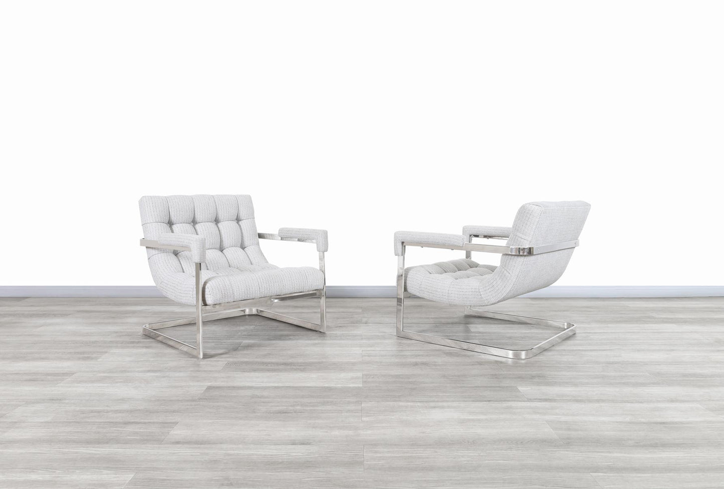 Vintage Chrome "Scoop" Lounge Chairs by Milo Baughman