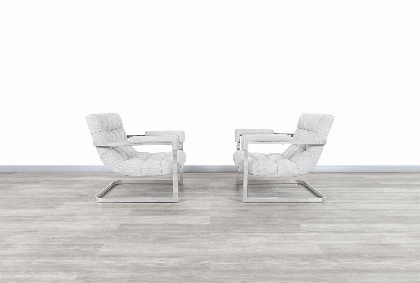 Vintage Chrome "Scoop" Lounge Chairs by Milo Baughman