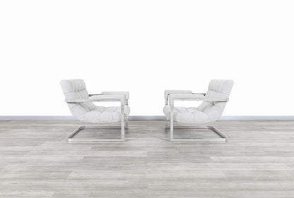 Vintage Chrome "Scoop" Lounge Chairs by Milo Baughman