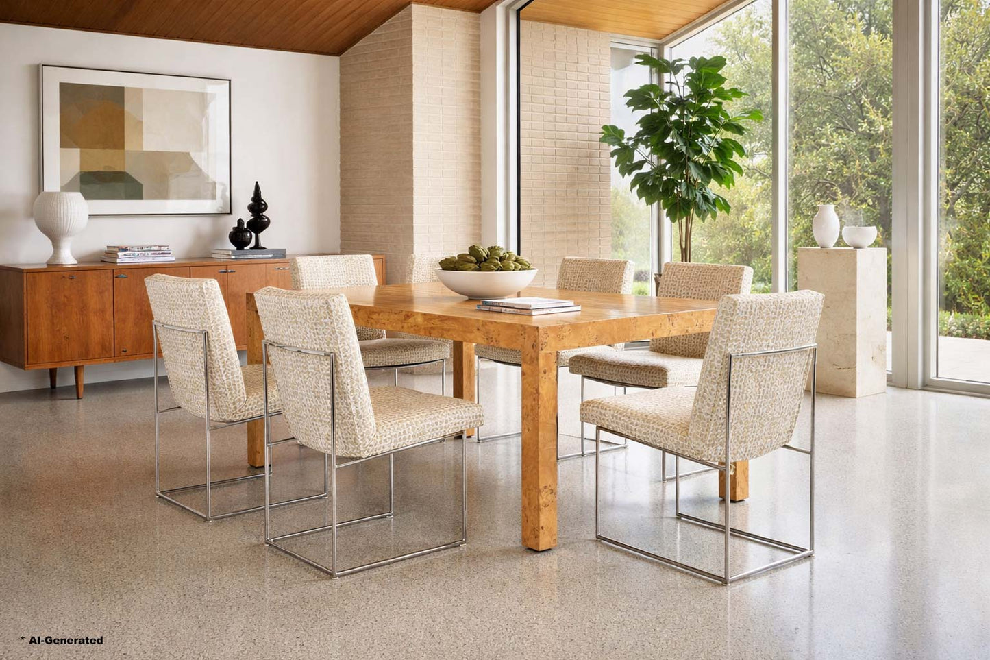 Vintage "Thin Line" Chrome Dining Chairs by Milo Baughman for Thayer Coggin