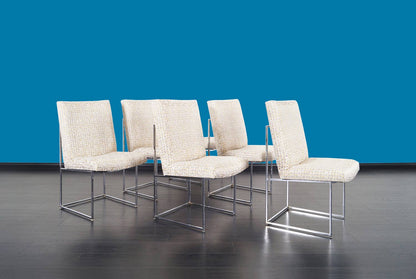 Vintage Chrome "Thin Line" Dining Chairs by Milo Baughman