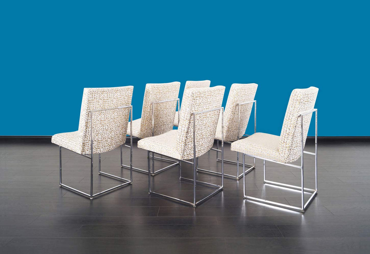Vintage Chrome "Thin Line" Dining Chairs by Milo Baughman
