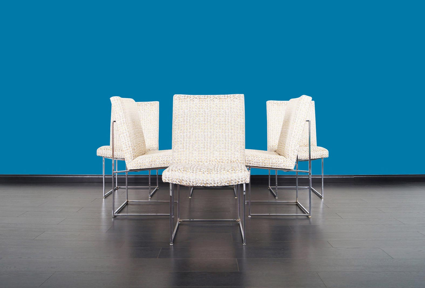Vintage Chrome "Thin Line" Dining Chairs by Milo Baughman