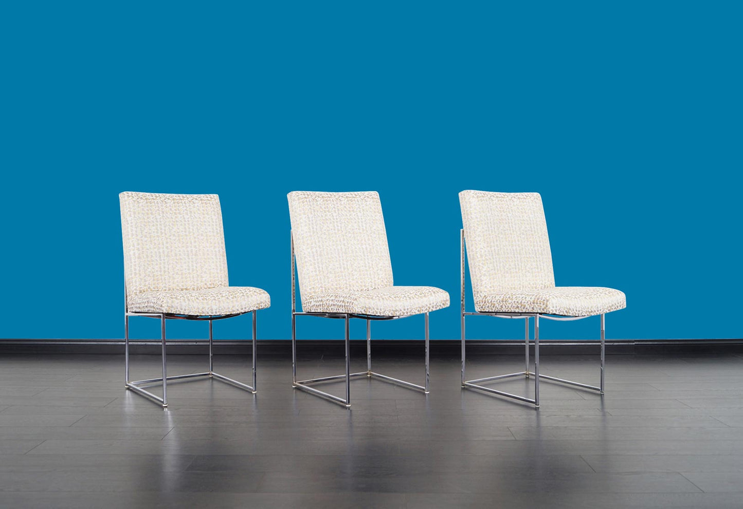 Vintage Chrome "Thin Line" Dining Chairs by Milo Baughman