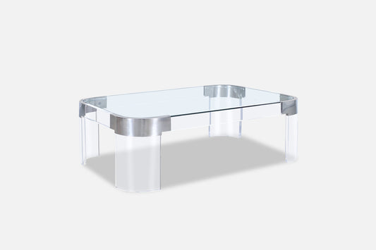 Vintage Chrome and Lucite “Waterfall” Coffee Table by Charles Hollis Jones