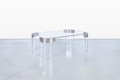 Vintage Chrome and Lucite “Waterfall” Coffee Table by Charles Hollis Jones