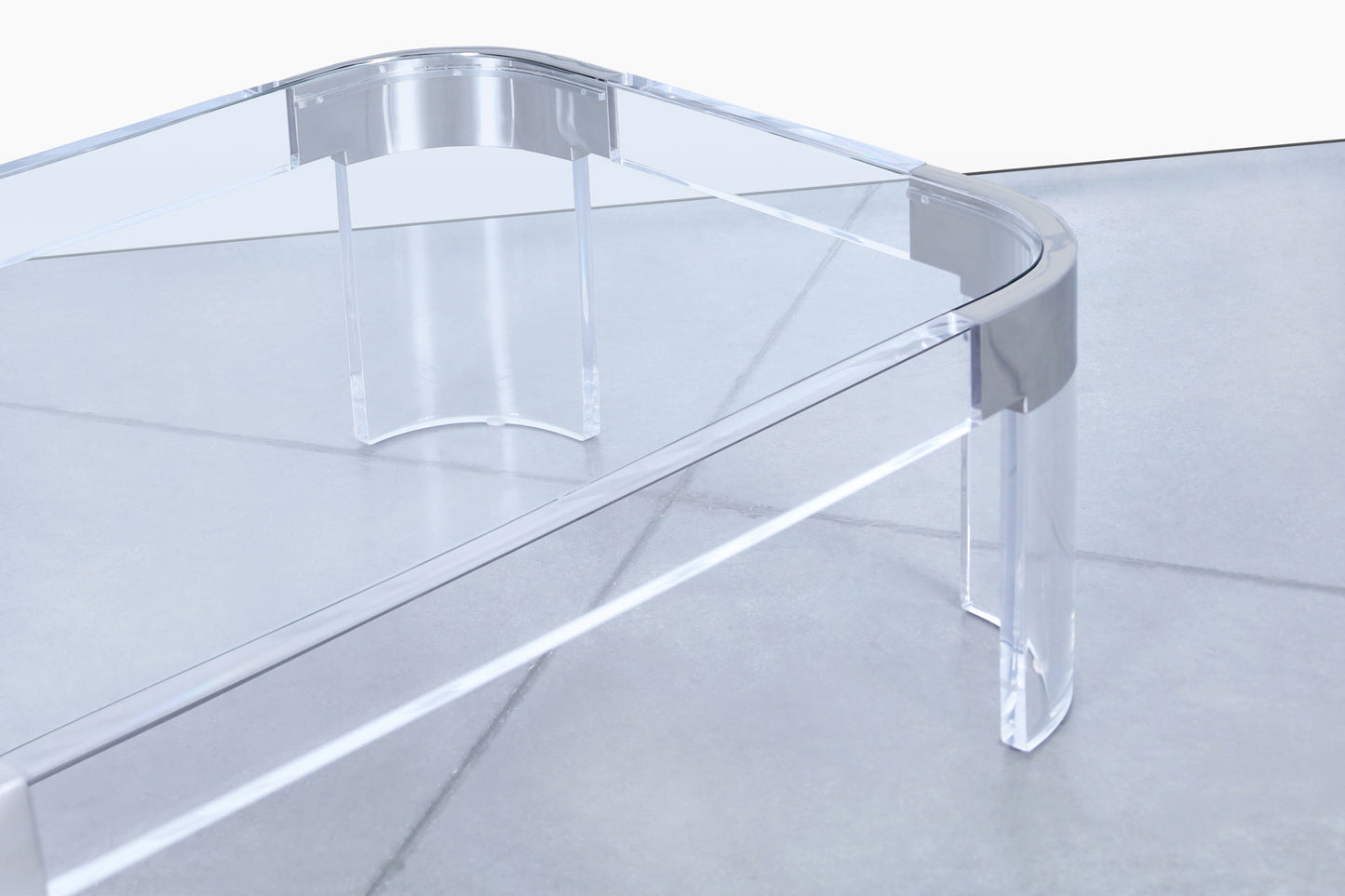 Vintage Chrome and Lucite “Waterfall” Coffee Table by Charles Hollis Jones