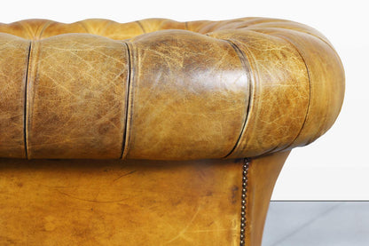 Vintage English Leather Chesterfield Club Chairs