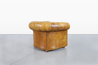 Vintage English Leather Chesterfield Club Chairs
