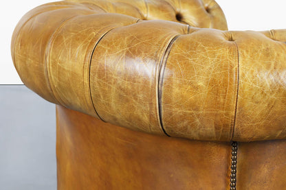 Vintage English Leather Chesterfield Club Chairs