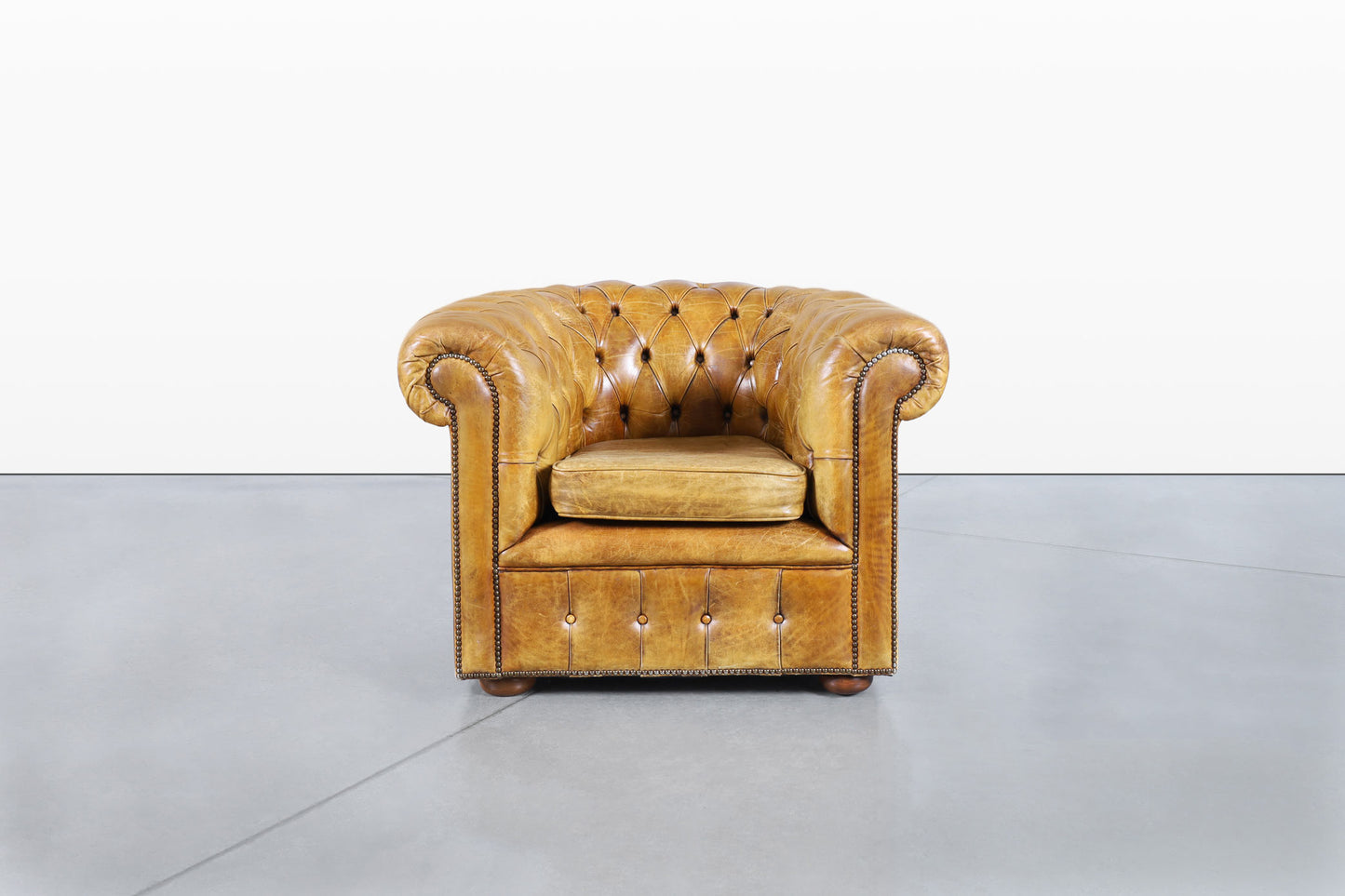 Vintage English Leather Chesterfield Club Chairs