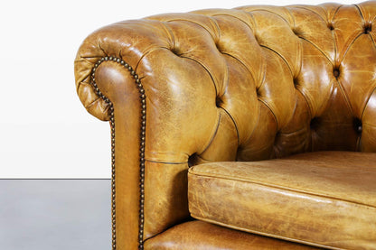 Vintage English Leather Chesterfield Club Chairs