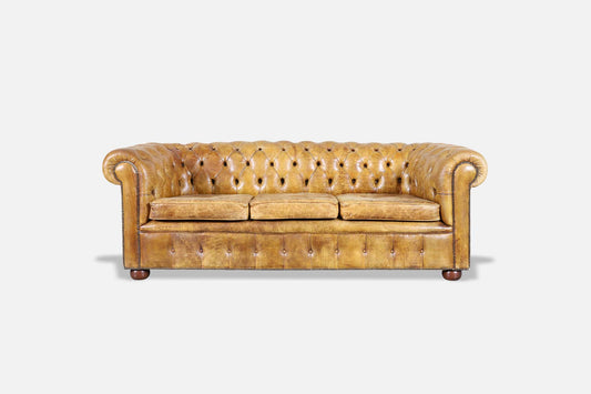 Vintage English Leather Chesterfield Sofa