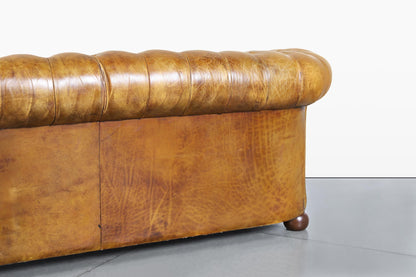 Vintage English Leather Chesterfield Sofa
