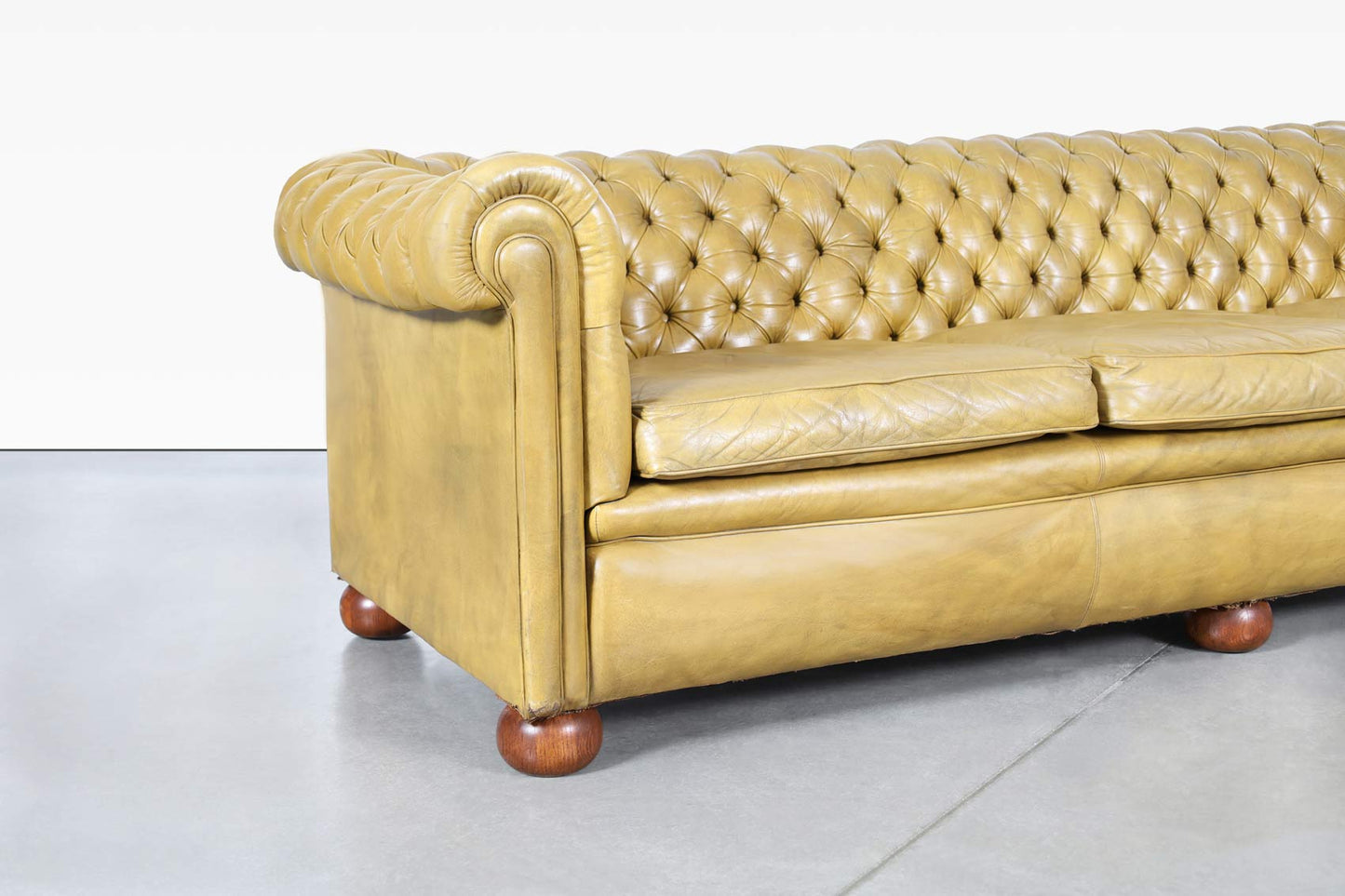 Vintage English Leather Chesterfield Sofa
