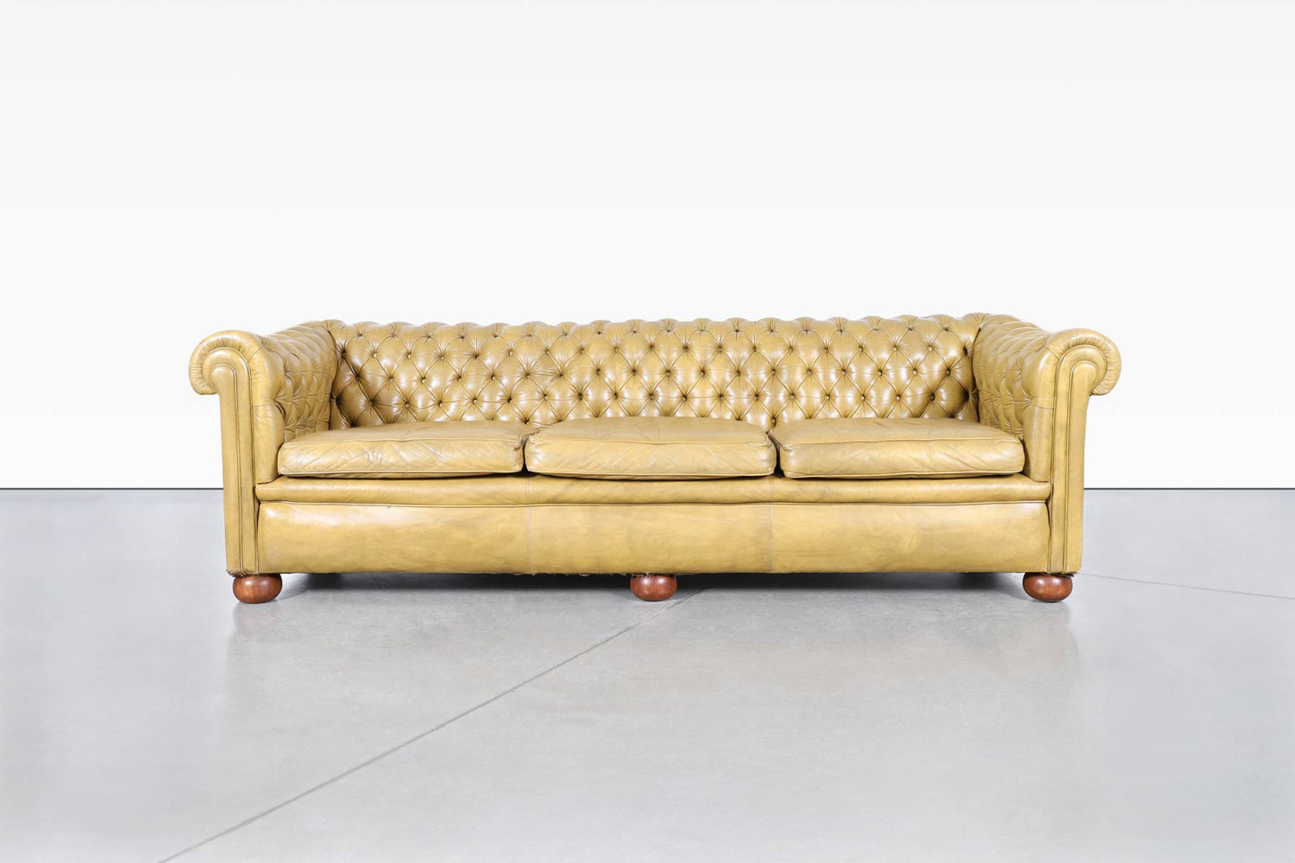 Vintage English Leather Chesterfield Sofa