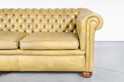 Vintage English Leather Chesterfield Sofa
