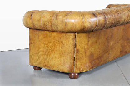 Vintage English Leather Chesterfield Sofa