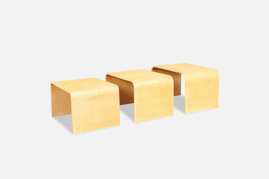 Vintage Goatskin "Waterfall" Nesting Tables by Aldo Tura