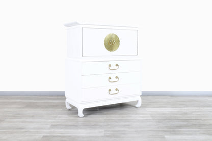Vintage Hollywood Regency Lacquered and Brass Highboy