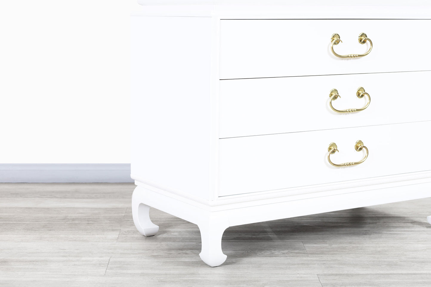 Vintage Hollywood Regency Lacquered and Brass Highboy