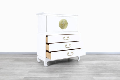 Vintage Hollywood Regency Lacquered and Brass Highboy