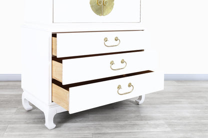 Vintage Hollywood Regency Lacquered and Brass Highboy